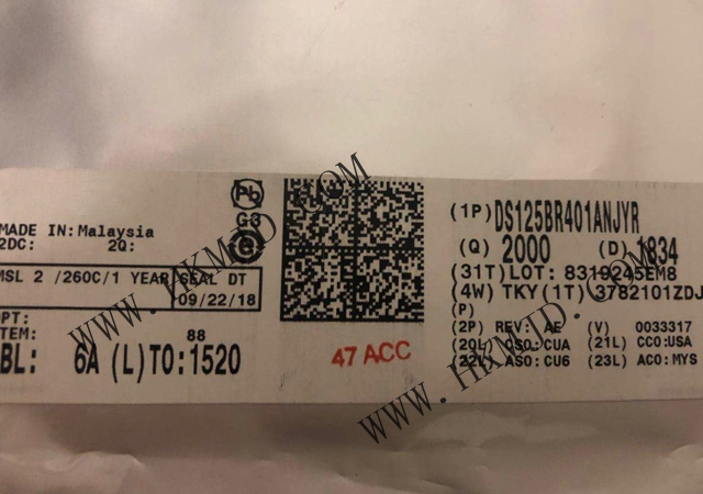 接口缓冲器，转接驱动器 DS125BR401ANJYR 4 通道 12Gbps 54-WQFN