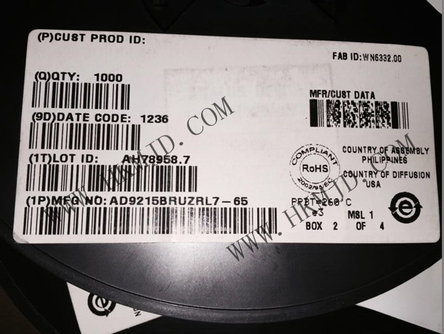单通道 AD9215 AD9215BRUZRL7-65  10 位模数转换器 - ADC