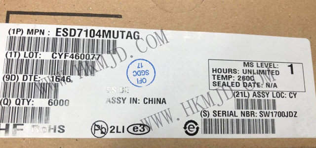 供应ESD保护二极管 ESD7104MUTAG 用于高速数据线