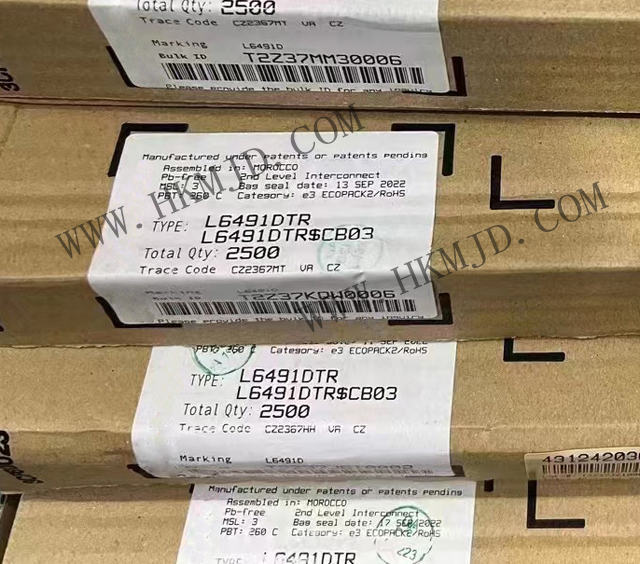 全新原装 L6491DTR 高压高侧和低侧4 A栅极驱动器 非反相 14-SO