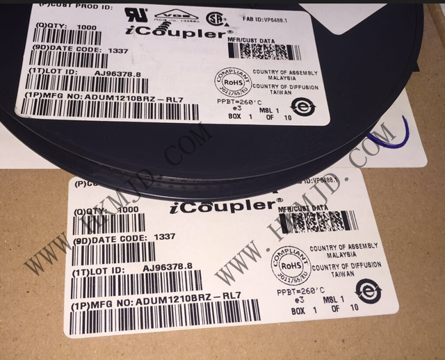 2500Vrms 2 通道 ADUM1210 ADUM1210BRZ 通用数字隔离器
