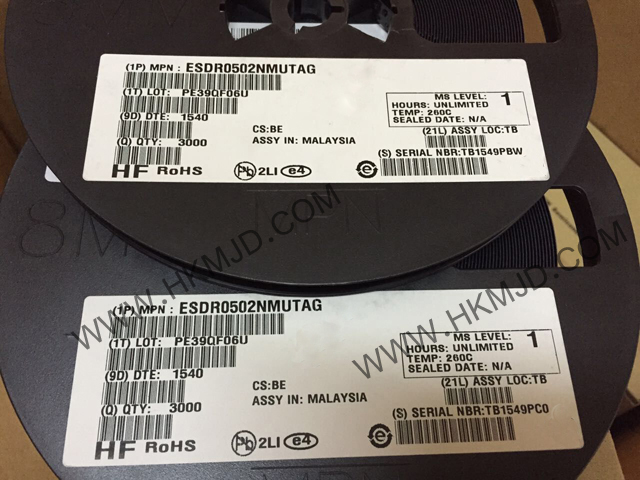 电路保护 ESDR0502NMUTAG ESDR0502 ESD 抑制器/TVS 二极管
