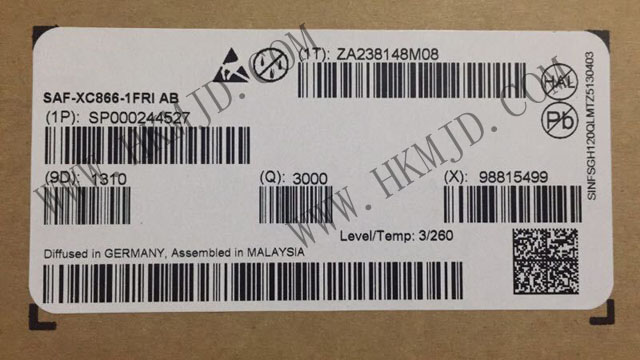 出售英飞凌 SAF-XC866-1FRI AB 8位微控制器 -MCU 3.3V 26.67MHz Flash