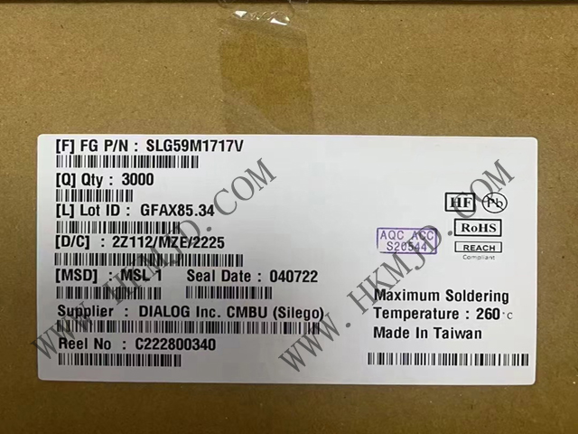 全新SLG59M1717V 高性能 4 mΩ、5 A 单通道 nFET 负载开关