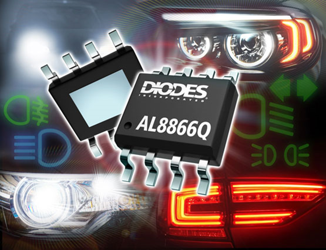 Diodes宣布推出AL8866Q LED 驱动器，扩大符合汽车标准的产品组合。