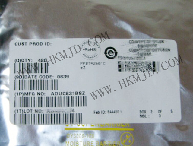 ADUC831BSZ：具有嵌入式62 KB闪存MCU的MicroConverter®、12位ADC和DAC