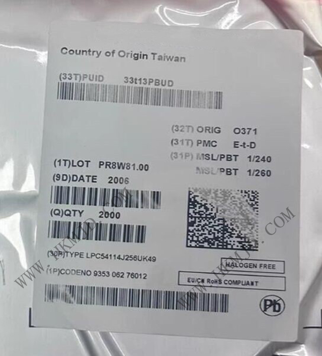 供应 [NXP] 双核 MCU：LPC54114J256UK49 低功耗微控制器