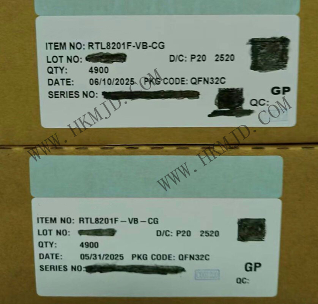 Realtek（瑞昱）以太网芯片 RTL8201F-VB-CG 单端口10/100Mbps以太网物理层收发器