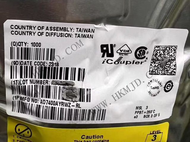 供应ADI 高性能 AD7400AYRWZ 单通道二阶隔离式Σ-Δ调制器